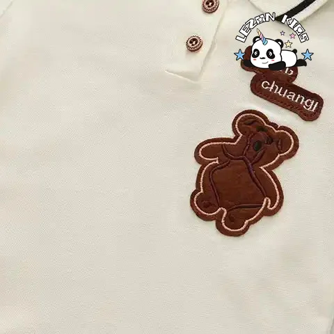 LEZONKIDS - Customizable Wholesale New Products Cute Bear Letter Patches 2pcs Summer Cotton Kids Clothing Boys Sets